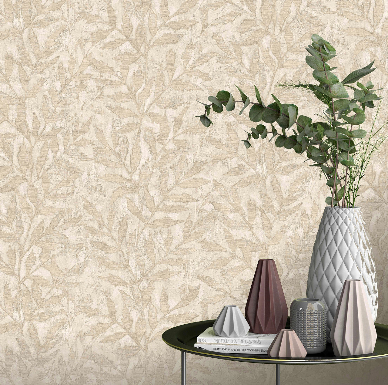315028 - Richmond Leaf Wallpaper - Beige - Rasch