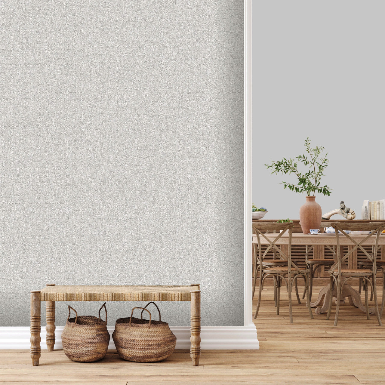 316100 - Fiji Plain Texture Elegant Homes Wallpaper - Grey - Rasch