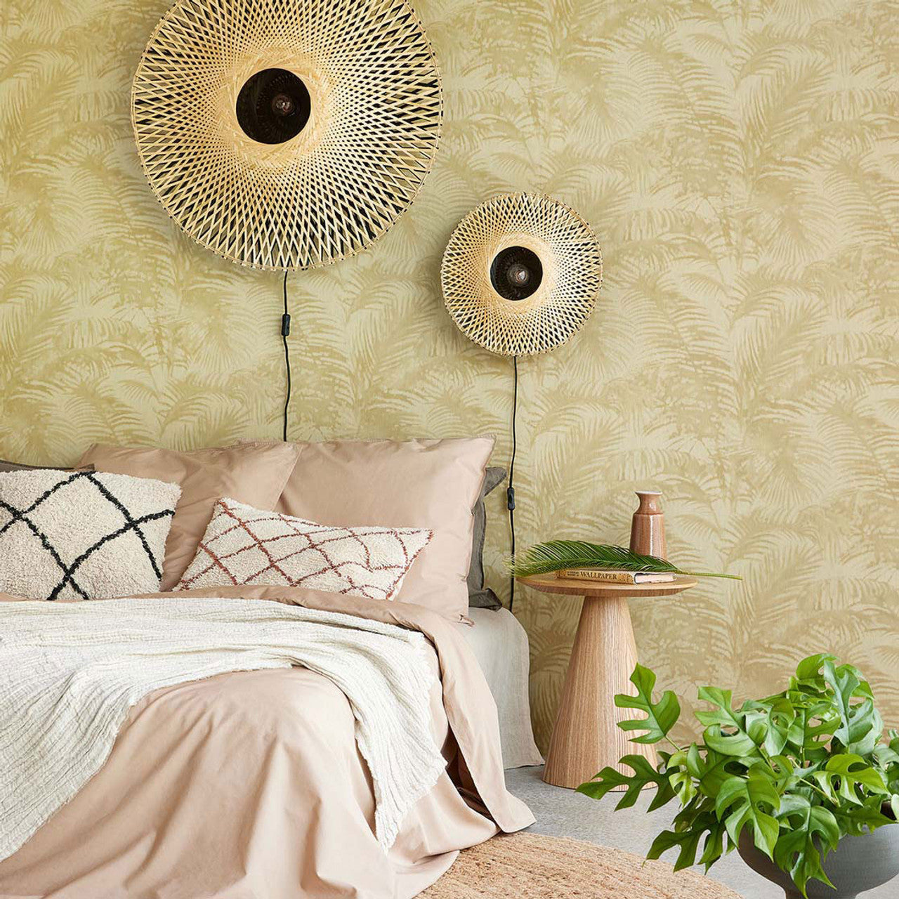 317302 - Oasis Palm Oasis Wallpaper - Ochre - Eijffinger