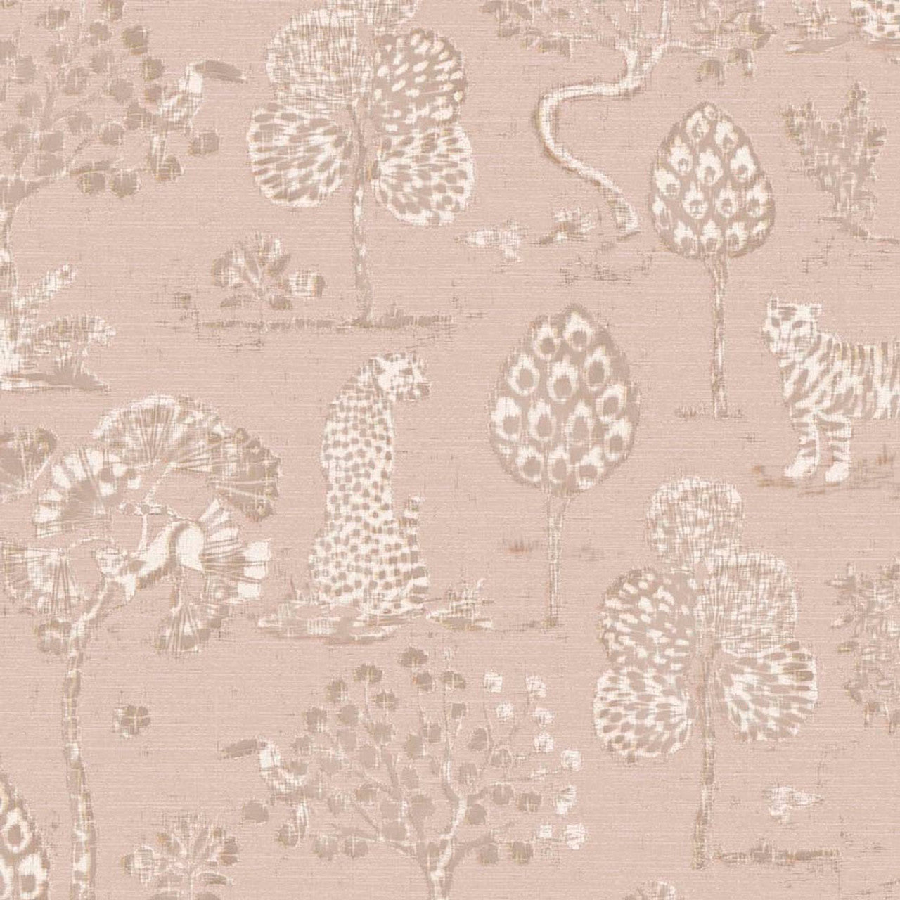 317312 - Woodland Safari Wallpaper - Pink - Eijffinger