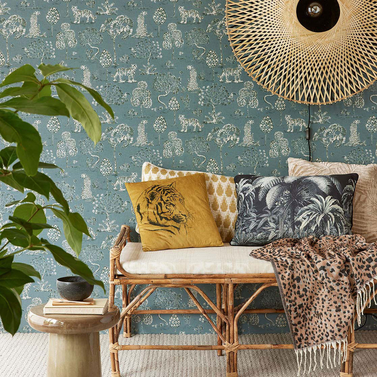 317315 - Woodland Safari Wallpaper - Blue - Eijffinger