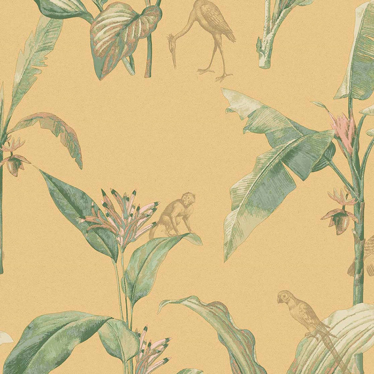 317343 - Botanical Oasis Wallpaper - Yellow - Eijffinger