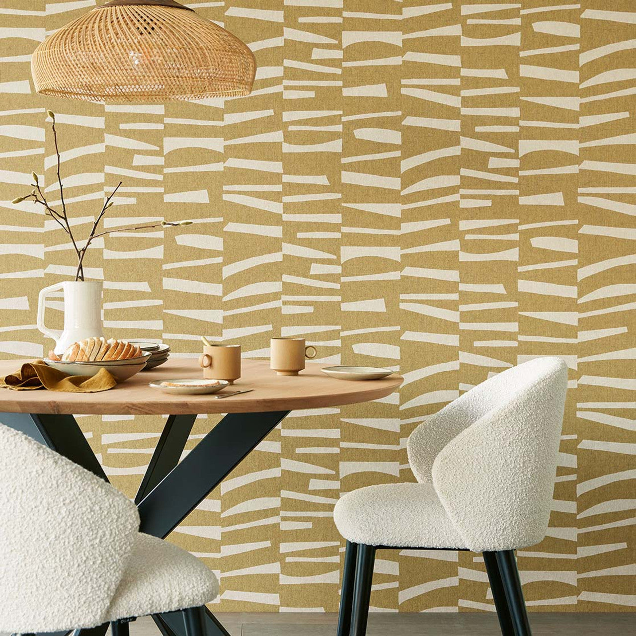 318024 - Organic Stack Twist Wallpaper - Gold - Eijffinger