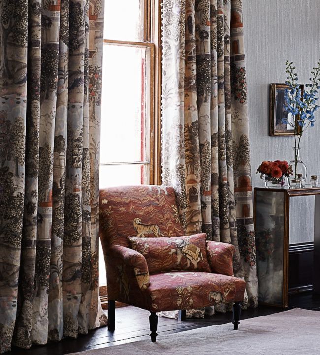 Peacock Garden Fabric - Gray - Zoffany