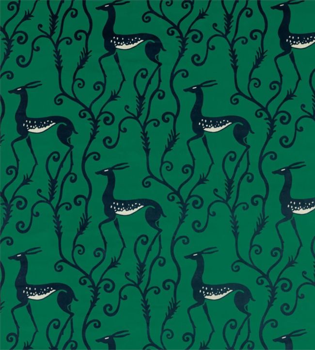 Deco Deer Velvet Fabric - Green - Zoffany