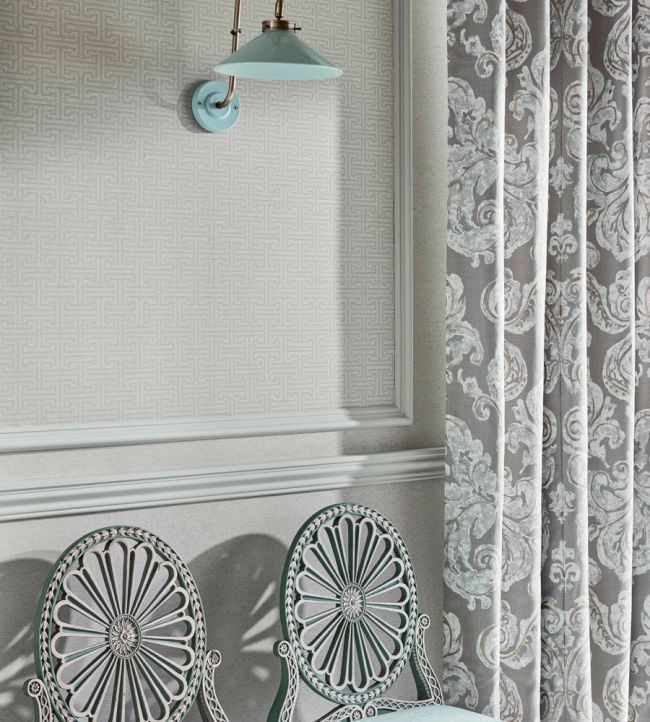 Brocatello Impasto Fabric - Silver - Zoffany