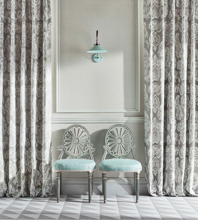 Brocatello Impasto Fabric - Silver - Zoffany