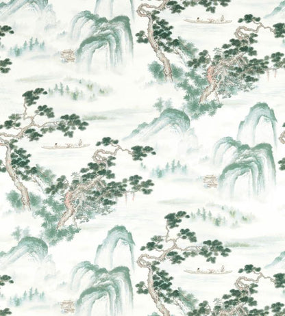 Floating Mountains Fabric - Green - Zoffany