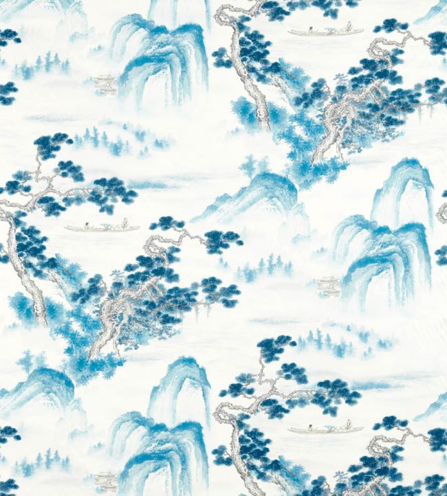 Floating Mountains Fabric - Blue - Zoffany
