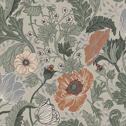 33001 - Anemone Wallpaper - Gray/Beige - Midbec