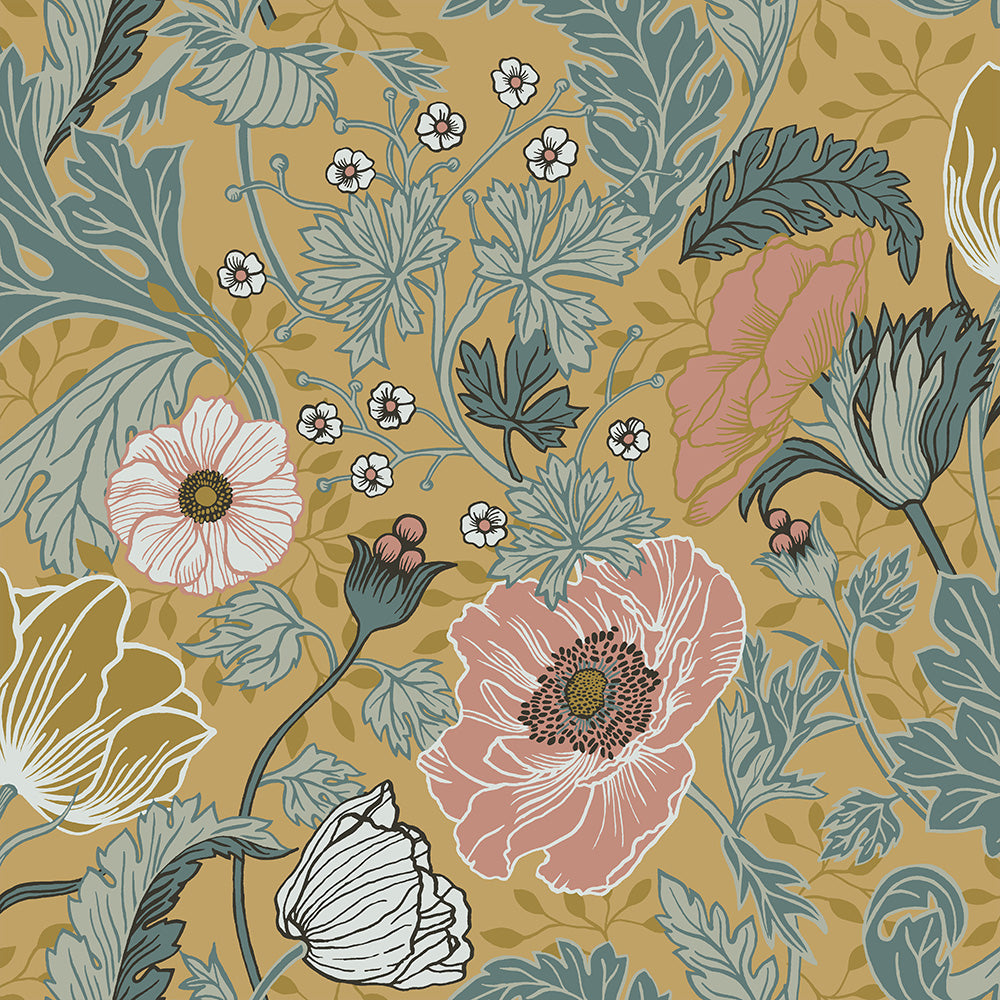 33002 - Anemone Wallpaper - Mustard - Midbec