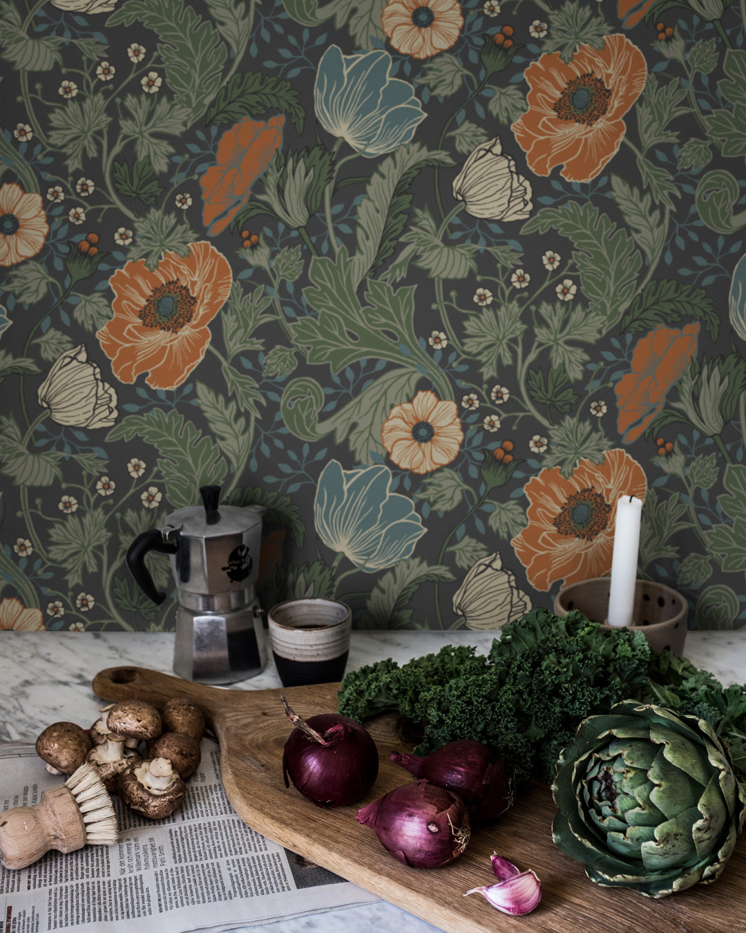 33003 - Anemone Wallpaper - Green - Midbec