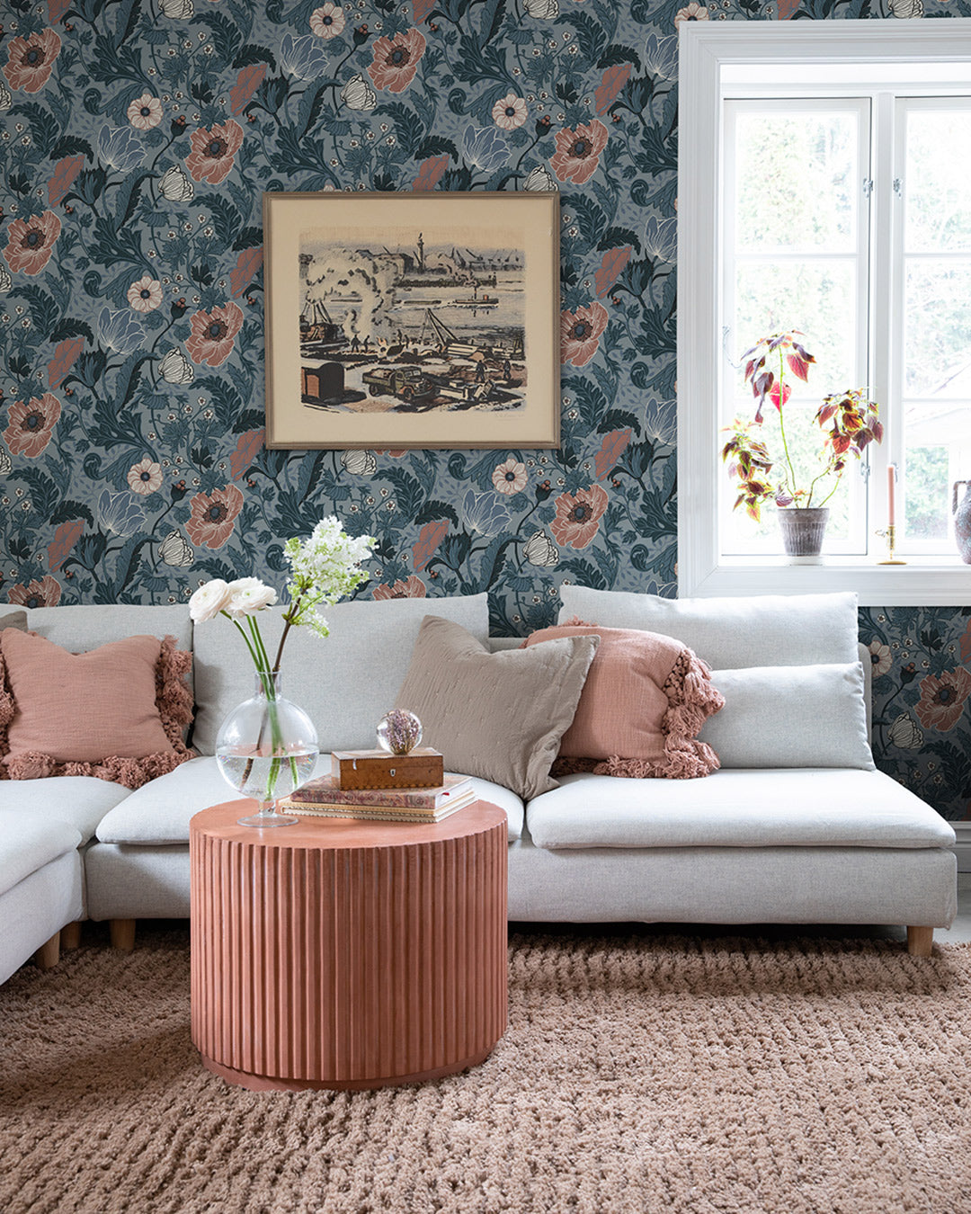 33004 - Anemone Wallpaper - Blue - Midbec