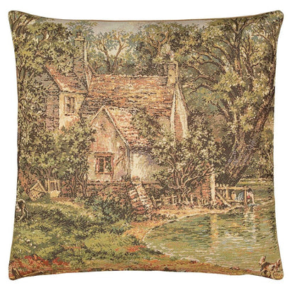 Suffolk Cottage Tapestry Cushion with Feather Filler 