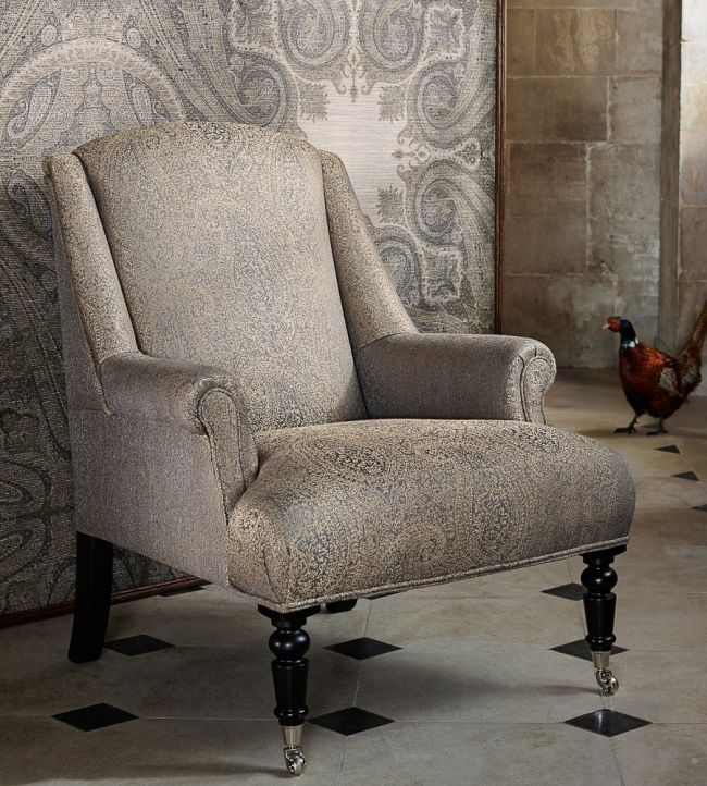 Elswick Paisley Fabric - Gray - Zoffany