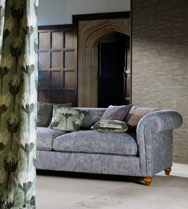 Elswick Paisley Fabric - Silver - Zoffany