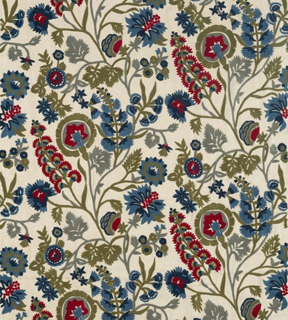 Hardwick Crewel Fabric - Blue - Zoffany