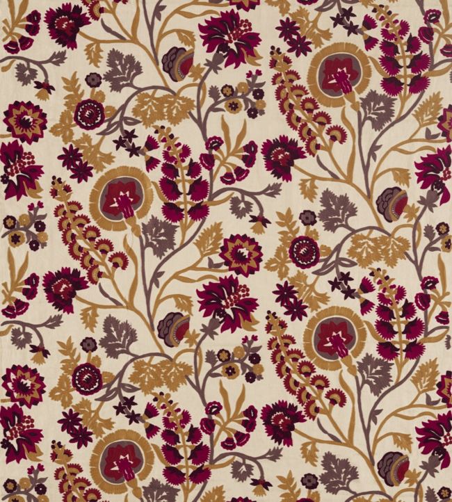 Hardwick Crewel Fabric - Purple - Zoffany