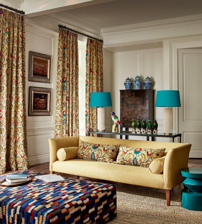 Cosmati Embroidery Fabric - Blue - Zoffany