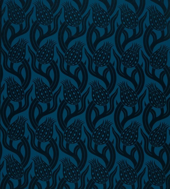 Persian Tulip Weave Fabric - Blue - Zoffany