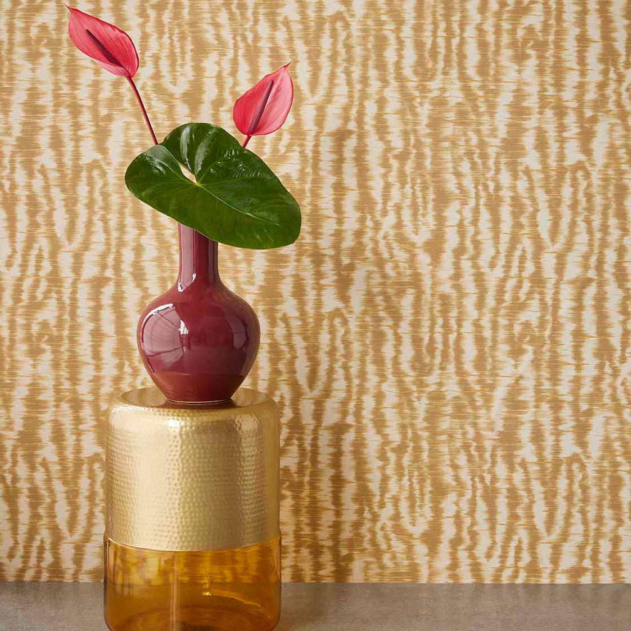 333441 - Liquid Wave Emerald Wallpaper - Yellow / Ochre - Eijffinger