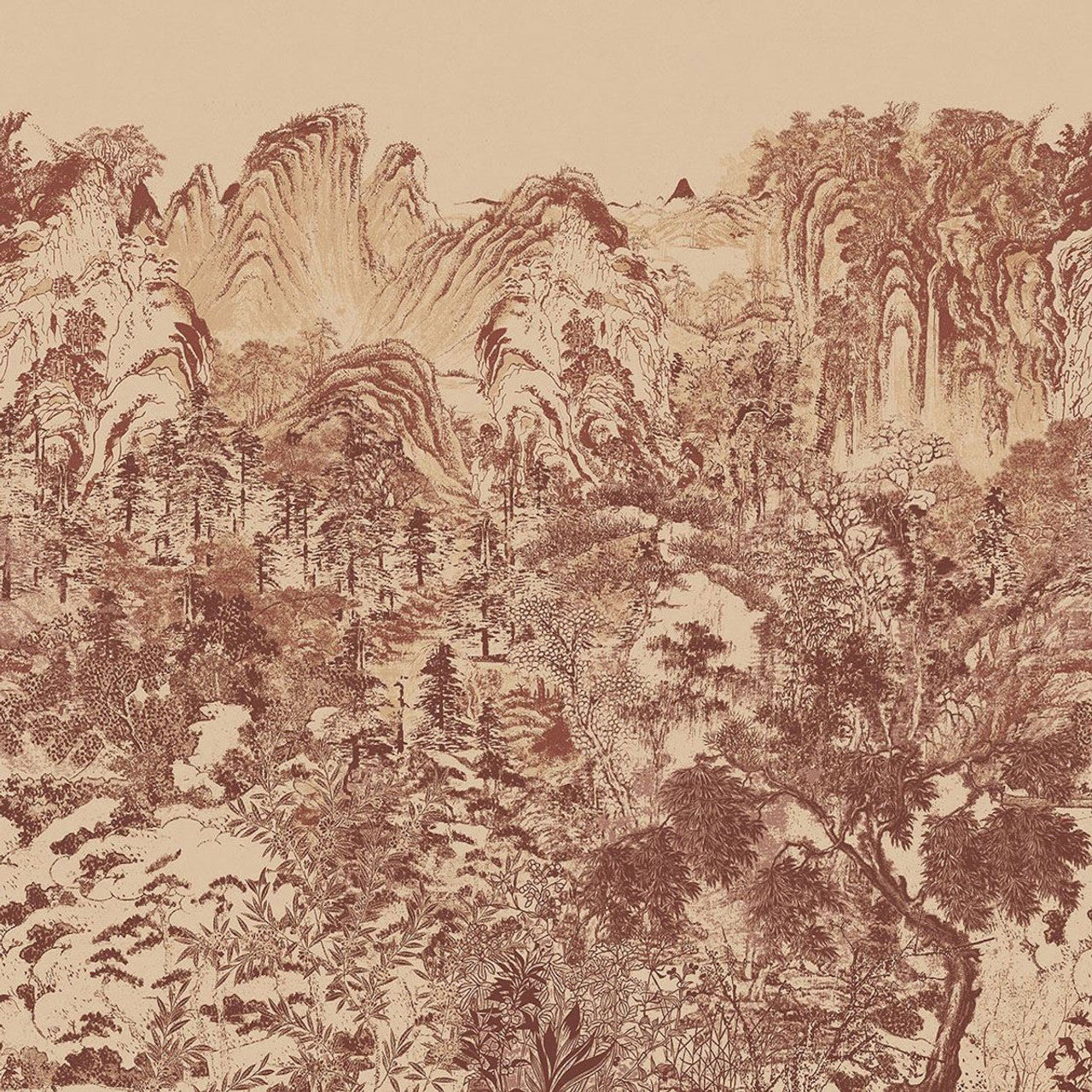 333473 - Illustrative Forest Emerald Mural Wallpaper - Red - Eijffinger