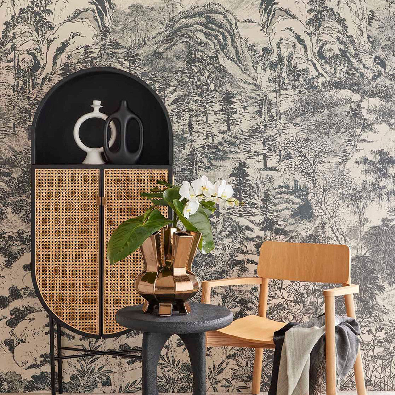 333475 - Illustrative Forest Emerald Mural Wallpaper - Blue - Eijffinger