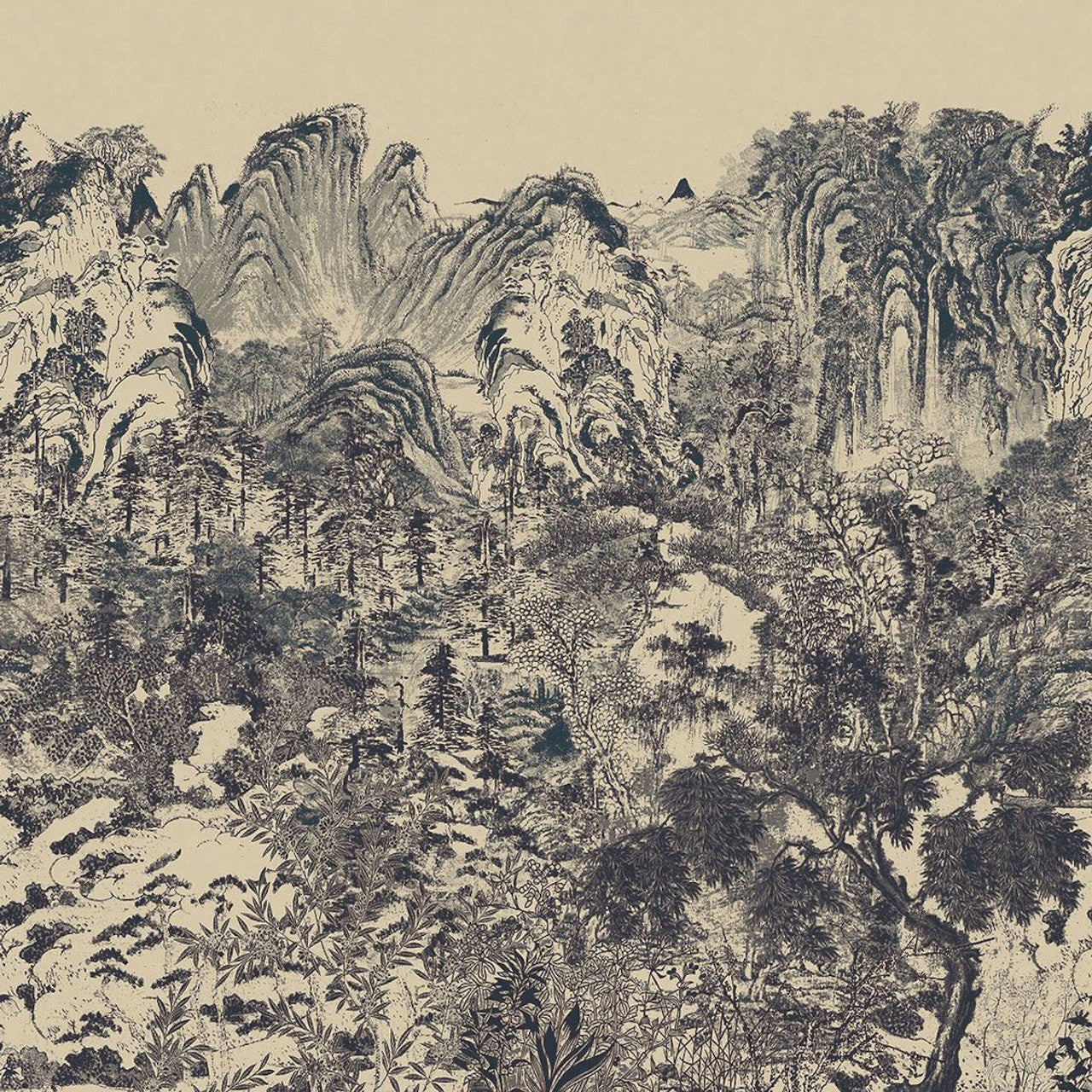 333475 - Illustrative Forest Emerald Mural Wallpaper - Blue - Eijffinger