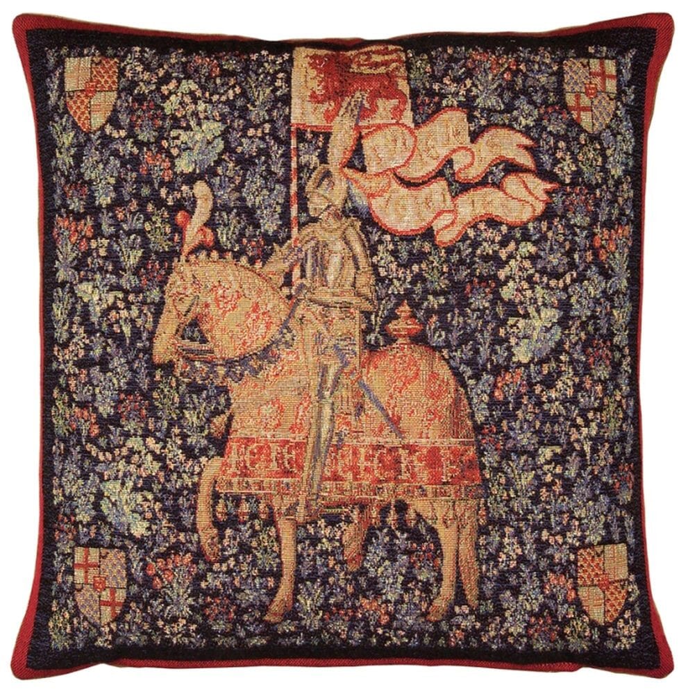 The Montacute Knight Tapestry Cushion with Feather Filler 