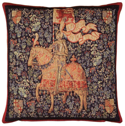 The Montacute Knight Tapestry Cushion with Feather Filler 