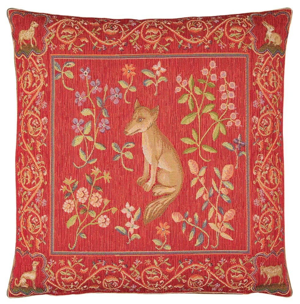 Medieval Fox Tapestry Cushion with Feather Filler 