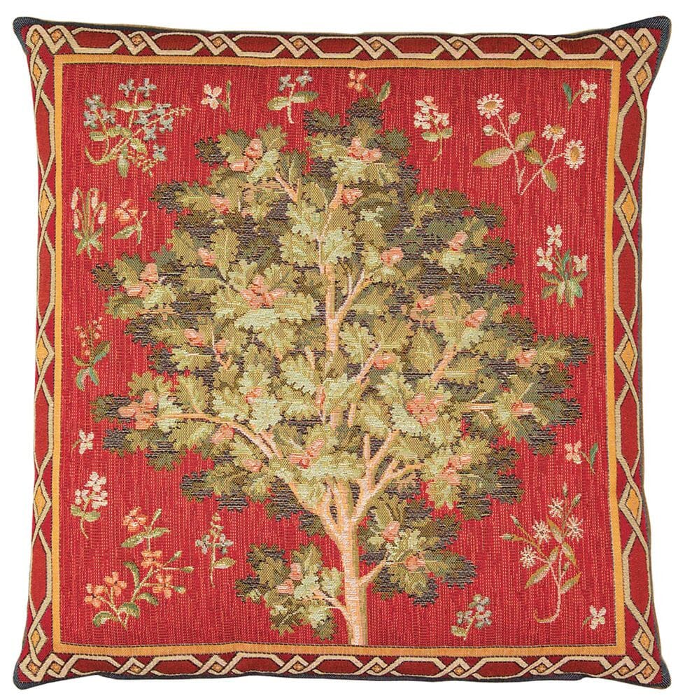 Oak Tree Tapestry Cushion with Feather Filler 
