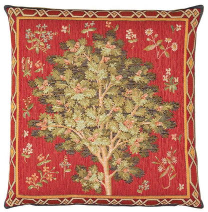 Oak Tree Tapestry Cushion with Feather Filler 