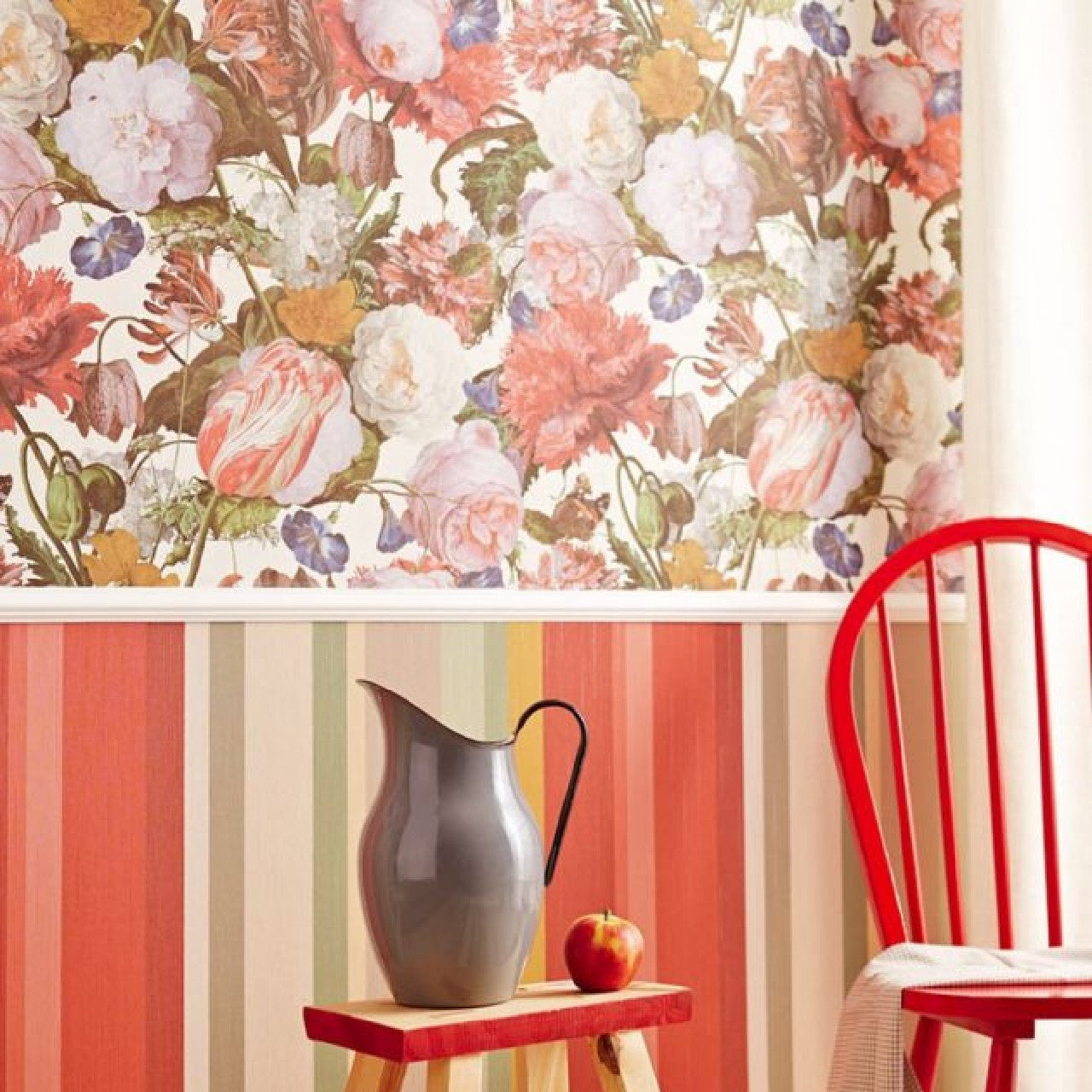 358024 - Candy Stripe Masterpiece Wallpaper - Red - Eijffinger