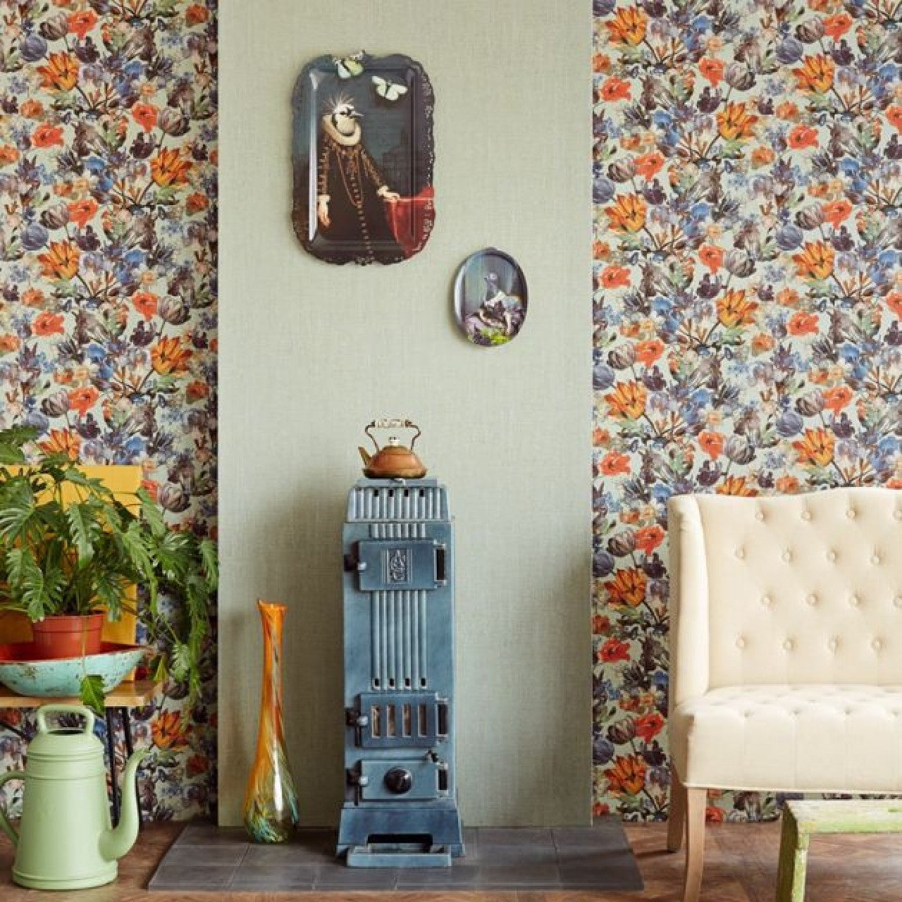 358064 - Droplets Masterpiece Plain Wallpaper - Green - Eijffinger