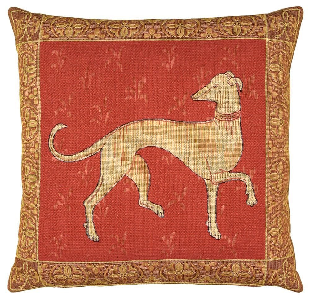Cluny Greyhound Tapestry Cushion with Feather Filler 