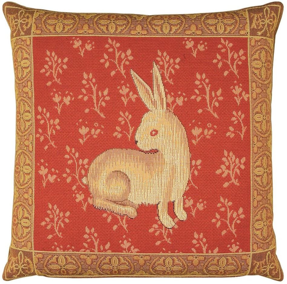 Cluny Rabbit Tapestry Cushion with Feather Filler 