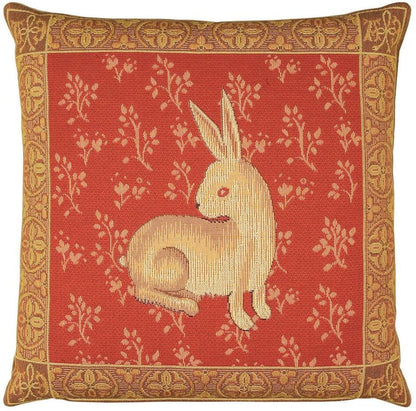 Cluny Rabbit Tapestry Cushion with Feather Filler 