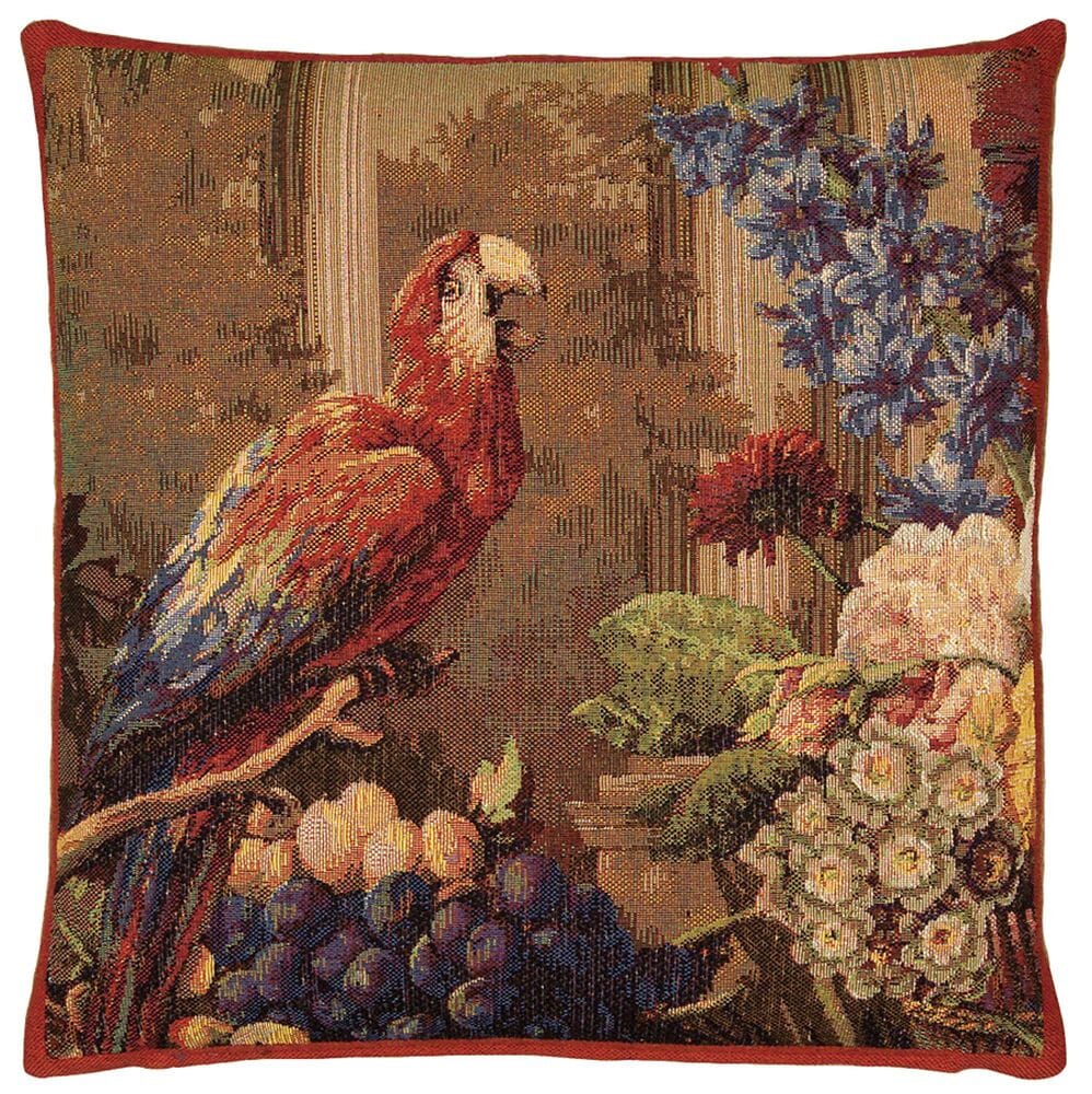 Exotic Parrot Tapestry Cushion with Feather Filler 