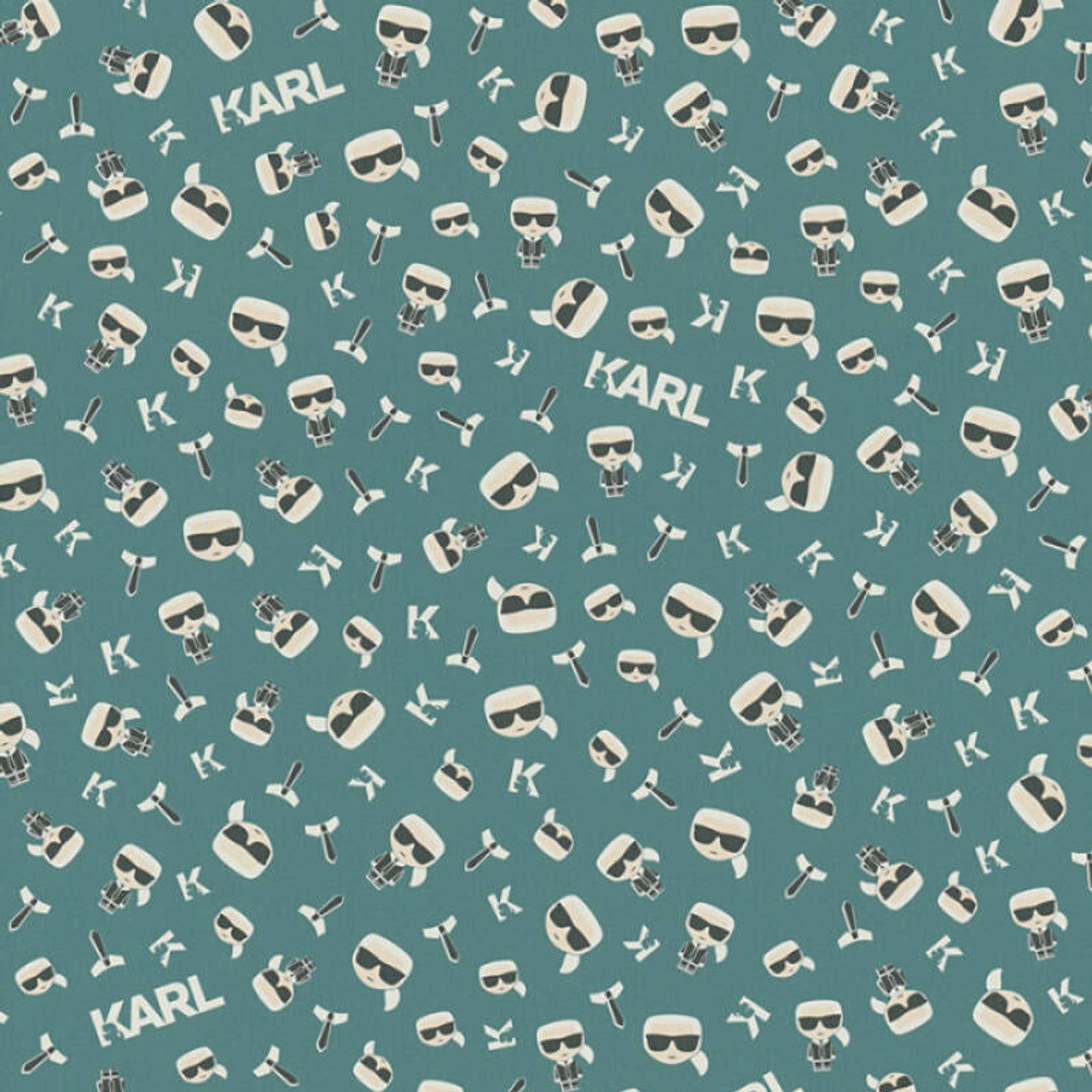 37843-6 - Ikonik Wallpaper - Teal - Karl Lagerfield
