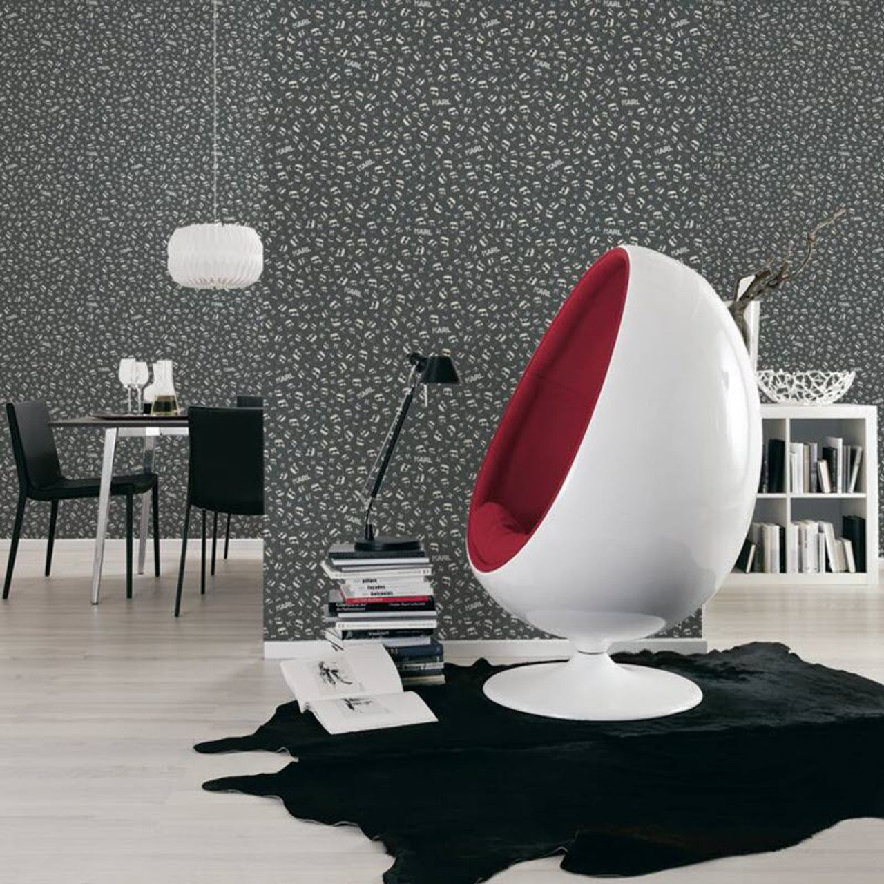 37843-7 - Ikonik Wallpaper - Black - Karl Lagerfield