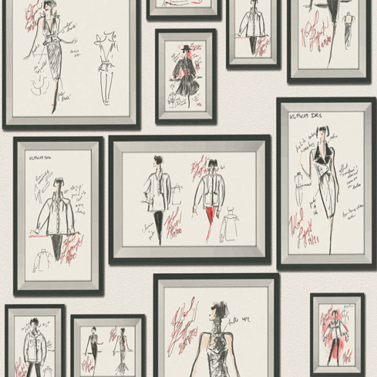 37846-3 - Sketch Wallpaper - White - Karl Lagerfield