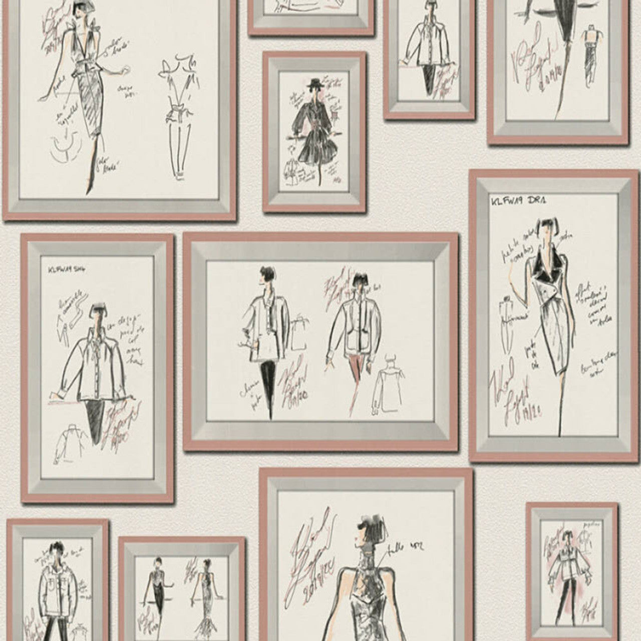 37846-4 - Sketch Wallpaper - Cream - Karl Lagerfield