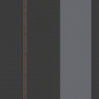 37848-1 - Ribbon Stripe Wallpaper - Charcoal - Karl Lagerfield