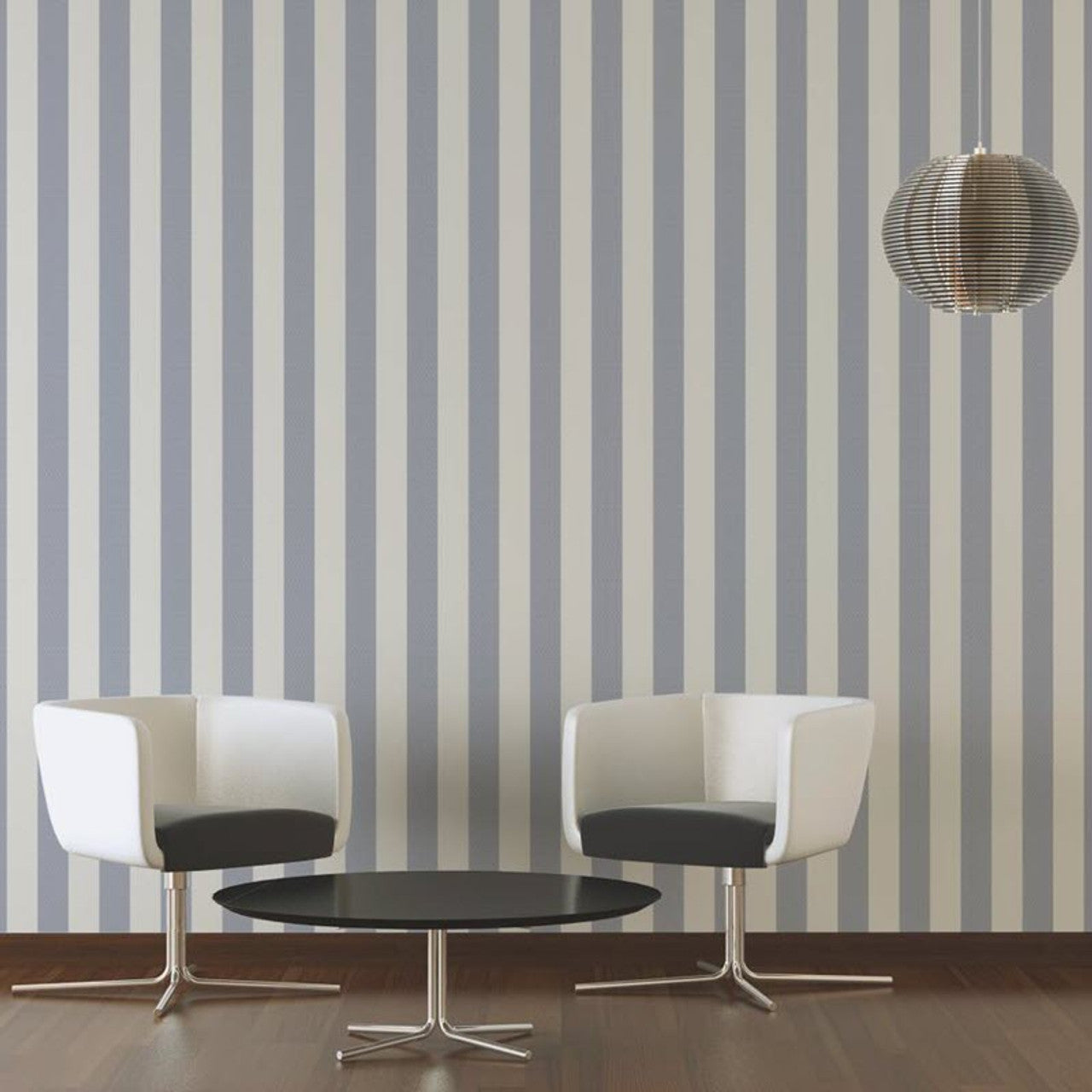 37849-1 - Stripes Wallpaper - Slate Blue - Karl Lagerfield