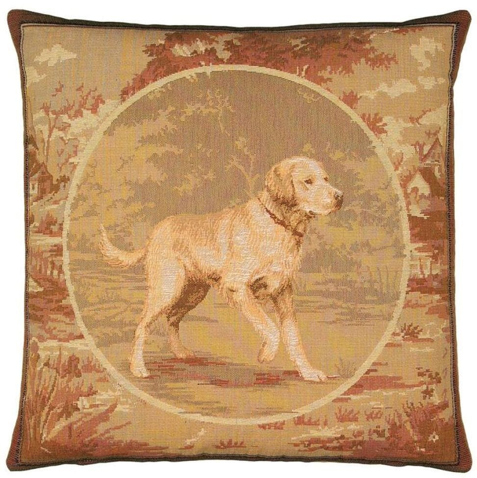 Golden Retriever Tapestry Cushion with Feather Filler 