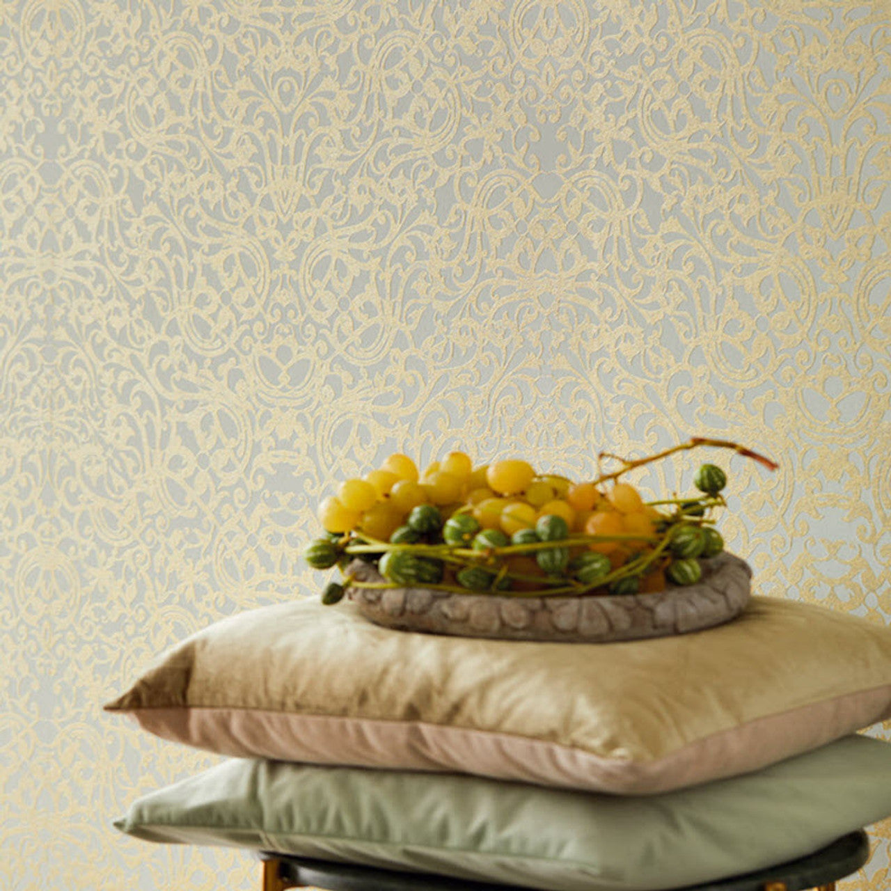 382502 - Stature Damask Wallpaper - Blue - Eijffinger