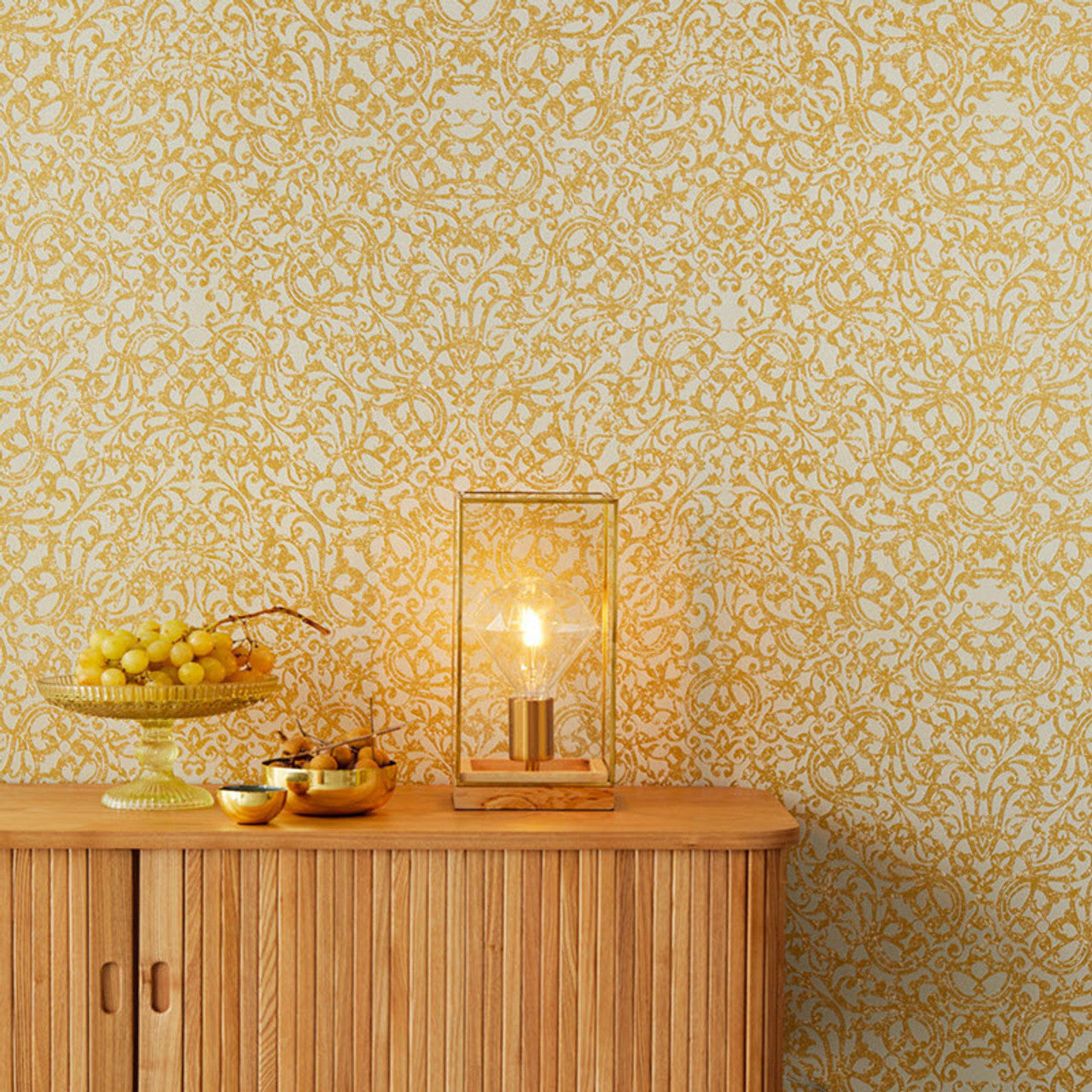 382503 - Stature Damask Wallpaper - Gold - Eijffinger