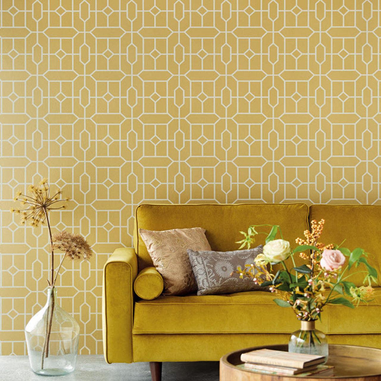 382512 - Stature Geometric Wallpaper - Gold - Eijffinger