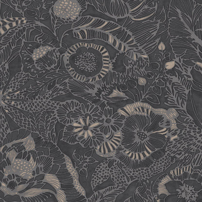 386511 - Enso Floral Wallpaper - Charcoal - Eijffinger